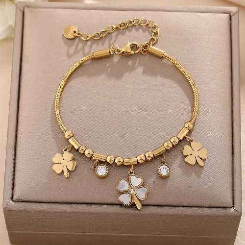 Titanium Steels Three Flower Bracelet